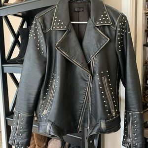 Topshop Leather Studded Jacket